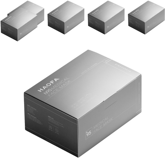 HAOFA N95立體醫療口罩 氣密型 M, 6盒, 純白, 30片