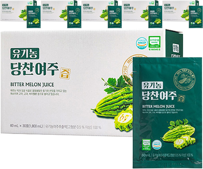 지비엠에스 국내산 유기농 당찬 여주즙, 1.8L, 6개