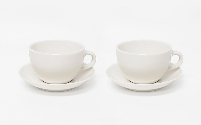 호레카 4호 카푸치노잔 360ml + 받침 세트, 아이보리, 2세트