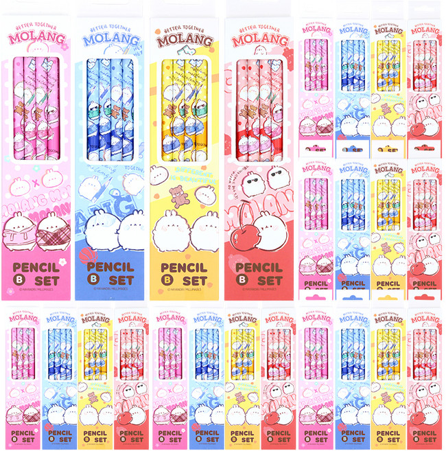 몰랑 4본 연필 세트 B, 핑크 + 레드 + 옐로우 + 블루, 20세트