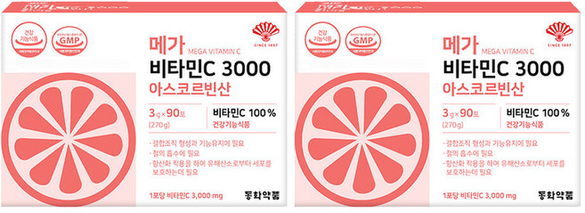 동화약품 메가 비타민C 3000 아스코르빈산, 270g, 2개