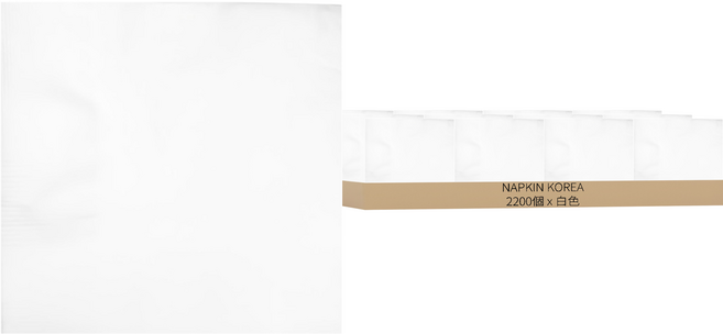 NAPKIN KOREA 純色雞尾酒餐巾, 1個, 2200個裝, 白色