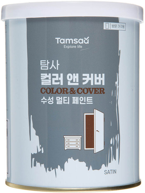 탐사 컬러 앤 커버 멀티 페인트 방문가구용, 화이트, 900ml, 1개