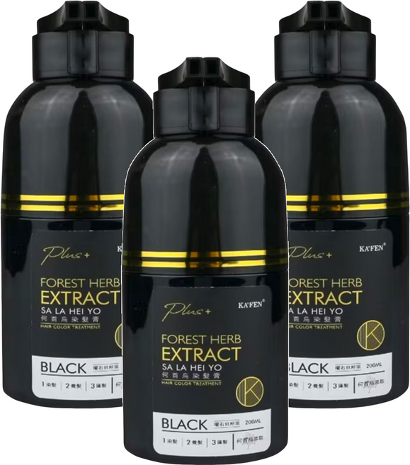 KA'FEN 卡氛 Plus+ 何首烏染髮膏, 曜石純粹黑, 3件