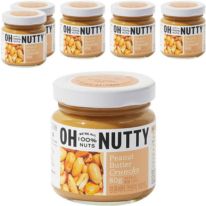 오넛티 땅콩버터 크런치 100%, 80g, 6개