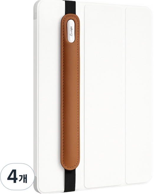 리브에잇 테블릿 펜 보관 탄성 밴드 가죽 케이스 15 x 195 mm, 밝은 갈색, 4개