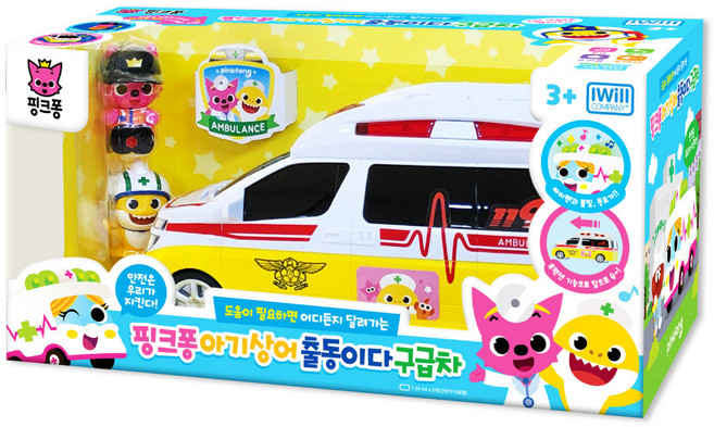 아이윌컴퍼니 핑크퐁 아기상어 대형 구급차, 혼합색상, 1개