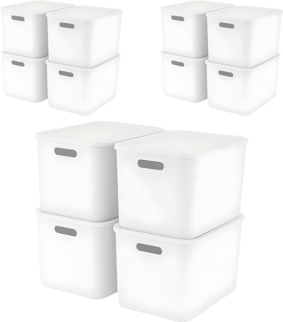 엠비코 국내산 다용도 팬트리 리빙박스, 화이트, 12개