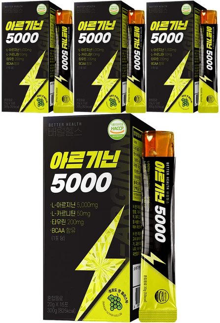더존건강 배럴 헬스 아르기닌 5000 15p, 300g, 4개 - 쿠팡