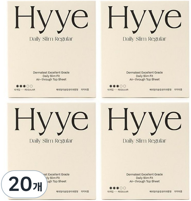 혜 데일리 슬림 생리대 날개형, 중형, 16개입, 20개