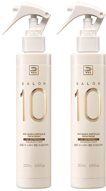 미쟝센 살롱10 노워시 극손상 앰플 트리트먼트 극손상 모발용, 200ml, 2개