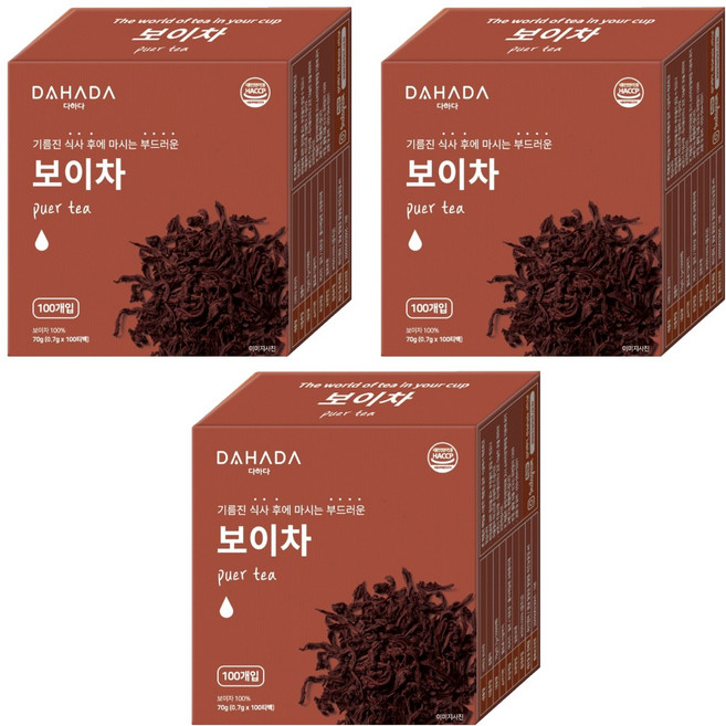 다하다 보이차, 700mg, 100개입, 3개