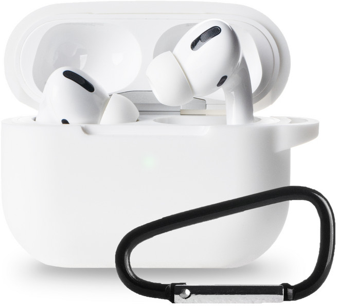 아이몰 에어팟프로 컬러 실리콘 일체형 케이스 + 카라비너 키링, 에어팟 프로, 화이트, 1개