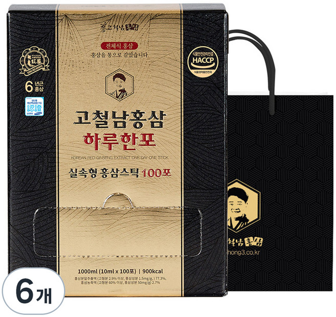 고철남홍삼 하루한포 홍삼스틱, 100회분, 6개