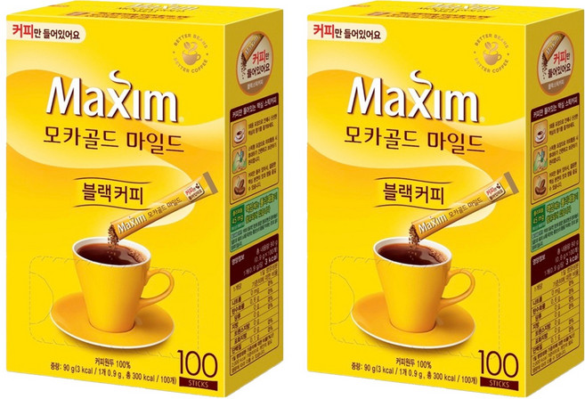 Maxim 麥心 無糖摩卡即溶咖啡, 0.9g, 100條, 2盒