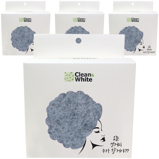 클린앤화이트 구리나노 파스텔 수세미 그레이, 8개입, 4개