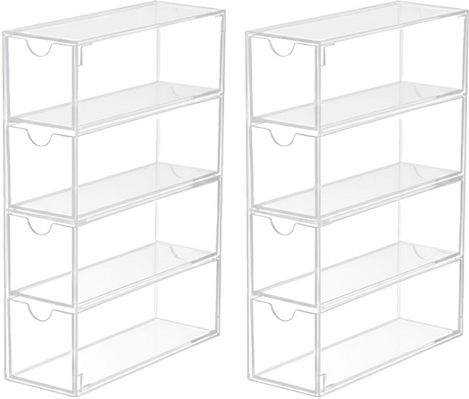 四層收納抽屜 01 17.5 x 6.3 x 24.6cm, 透明色, 2個