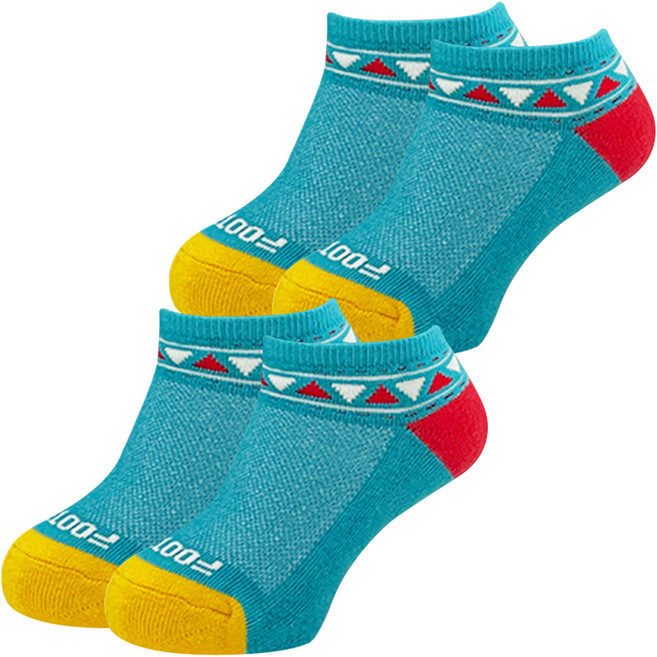 FOOTER 經典圖騰運動氣墊船型除臭襪 適用腳長16~19cm, 2雙, 黃色