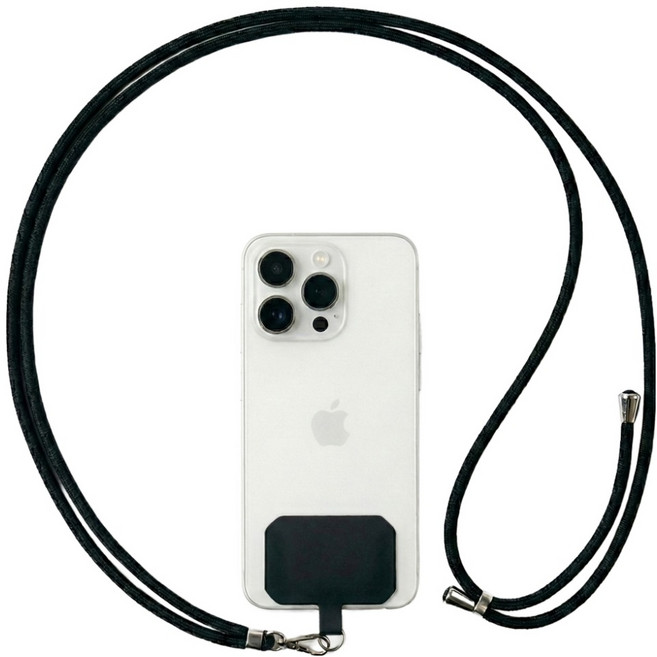 하이퀄 전기종 가능 길이조절 핸드폰 스트랩, 블랙, 1개