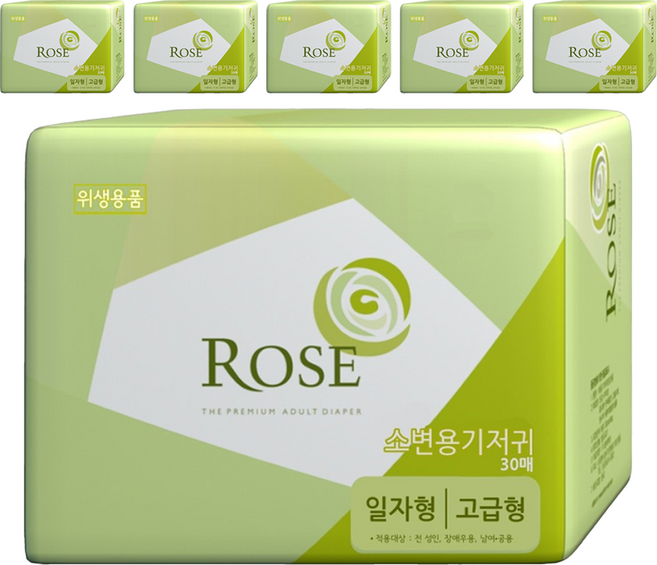 로즈 성인용 일자형 고급형 속기저귀, 30매입, 6팩