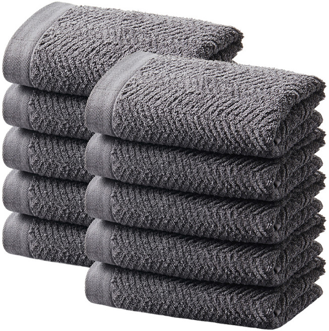 소프트터치 헤링본 호텔수건 200g 40수 코마사, 차콜그레이, 10개