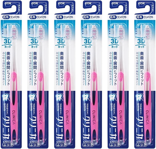 LION 獅王 固齒佳 Clinica 3D 極淨中性毛牙刷, 1入, 6支