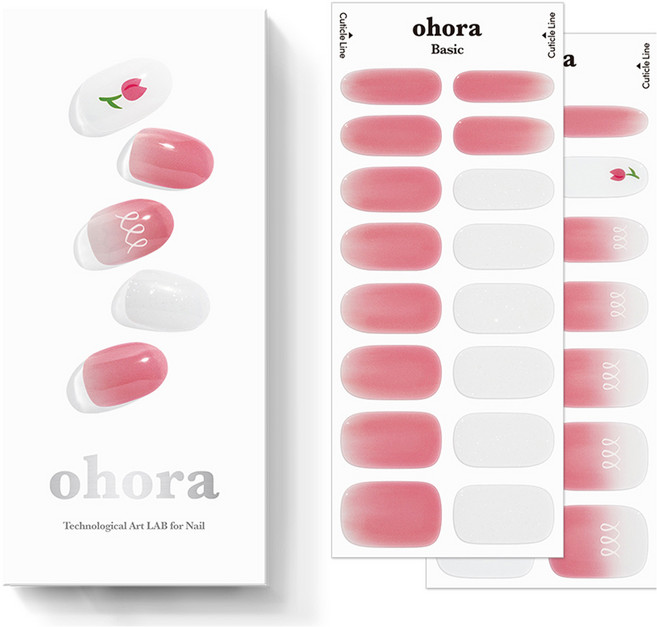 오호라 N 튤립 봉봉 젤스트립 네일 세트, 튤립봉봉, 1개