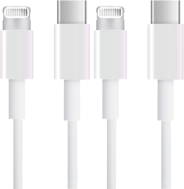 iBRIDGE USB-C to Lightning 充電傳輸線 適用於 iPhone iPad Pro 快速資料傳輸, 白色, 2條, 1m