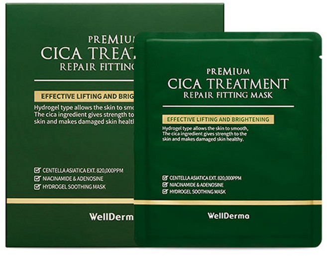 WellDerma 積雪草精華護理面膜, 4片, 1盒