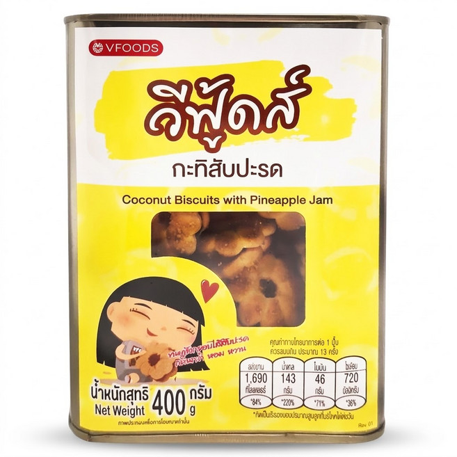 Vfood 泰國 鳳梨夾心餅, 400g, 1罐