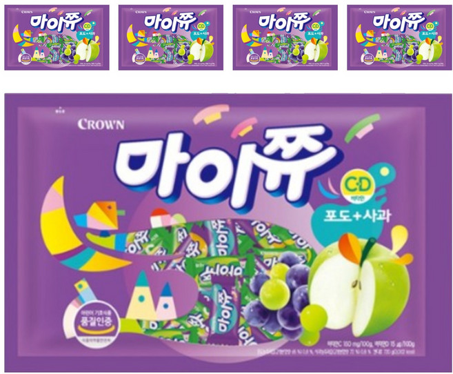 마이쮸 필로우 포도 사과 츄잉캔디, 720g, 5개