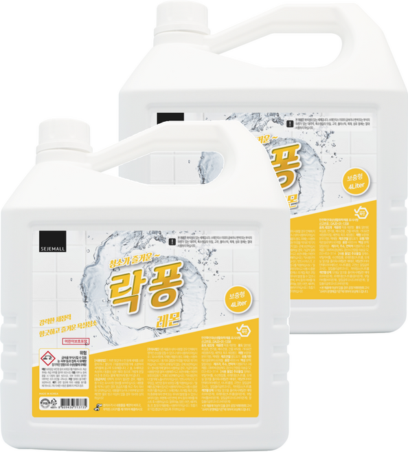 락퐁 욕실 청소세제 레몬향, 4L, 2개
