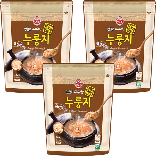 오뚜기옛날 구수한 끓여먹는 누룽지, 240g, 3개