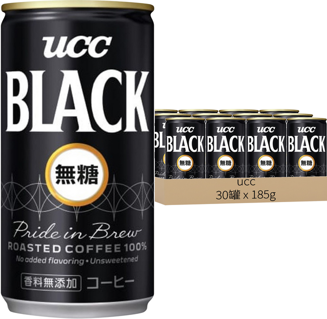 ucc BLACK 無糖黑咖啡飲料, 185g, 30罐