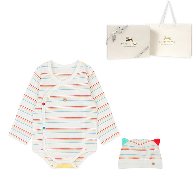에뜨와 유아용 에이블 순면 배내 바디 수트 + 신생아 모자 선물 세트