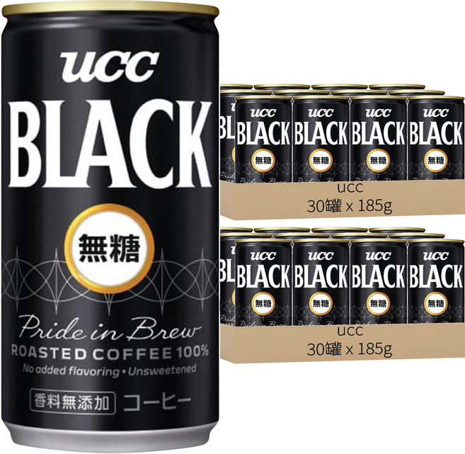 ucc BLACK 無糖黑咖啡飲料, 185g, 60罐