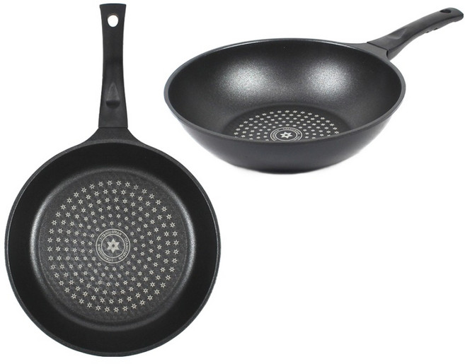 키친아트 뉴 티타늄 코팅 프라이팬 세트 2개, 블랙, 프라이팬 28cm + 궁중팬 28cm, 1세트