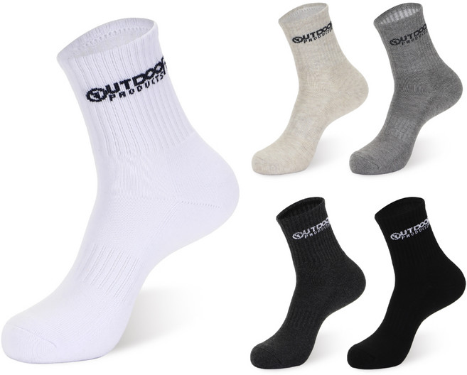 아웃도어프로덕츠 아이코닉 더블 쿠션 미드 양말 5족 세트, 컬러믹스, 1세트