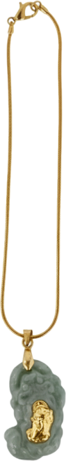 富貴如意玉鑲金貔貅項鍊 35g, 綠色, 1條