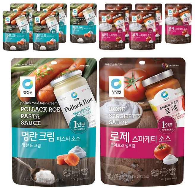 대상 로제 스파게티소스 싱글파우치 170g 6p + 명란크림소스 150g 6p, 1세트