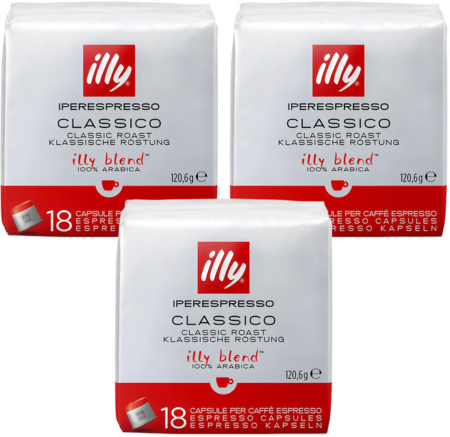 Illy Classico 中號膠囊咖啡, 6.7g, 18顆, 3包
