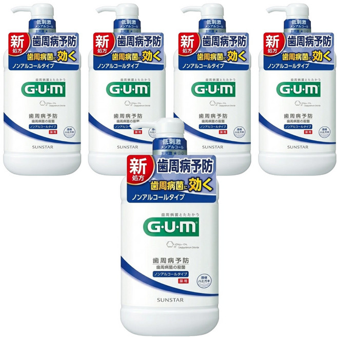 SUNSTAR 三詩達 G.U.M 牙周護理潔齒液 無酒精, 960ml, 5瓶