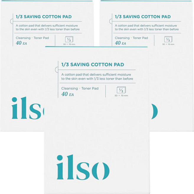 일소 1/3 세이빙 코튼 패드, 40개입, 3개