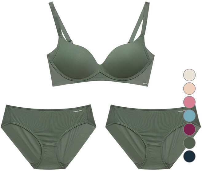 원더브라 일체형 볼륨 몰드 노와이어 브라1+ 팬티2 세트 WIZ018