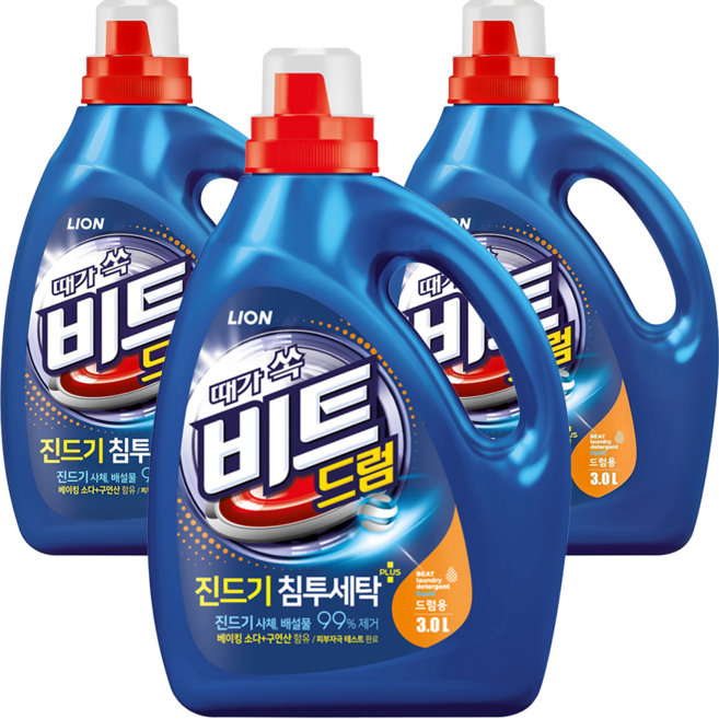 비트 드럼용 액상세제 본품, 3L, 1개입, 3개