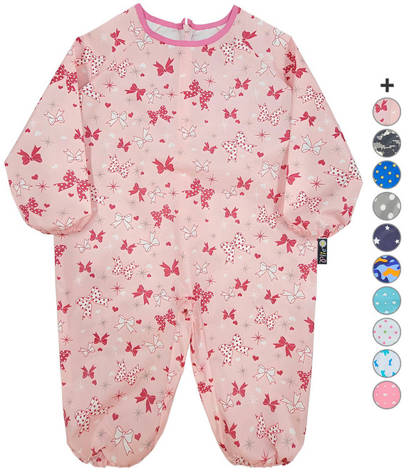 플리에 아동용 지퍼형 전신 방수 가운, 핑크리본