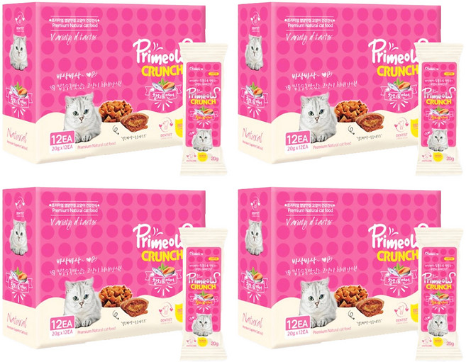 프리미요 크런치 고양이간식 12p, 참치/연어, 20g, 4개
