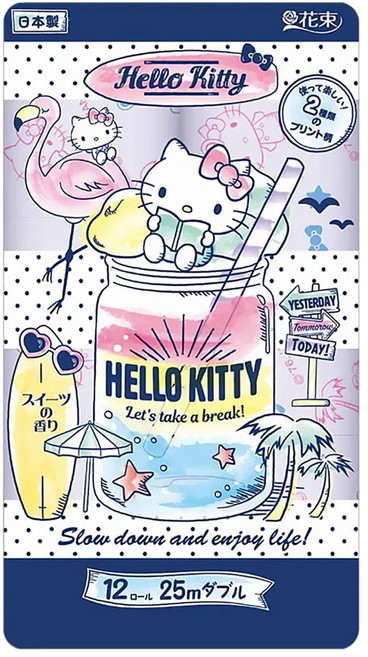 maRUTOmi 丸富製紙 捲筒衛生紙 藍Hello Kitty, 25m, 1個, 12捲