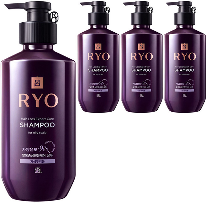 려 자양윤모 9EX 탈모증상전문케어 지성두피용 샴푸, 400ml, 4개