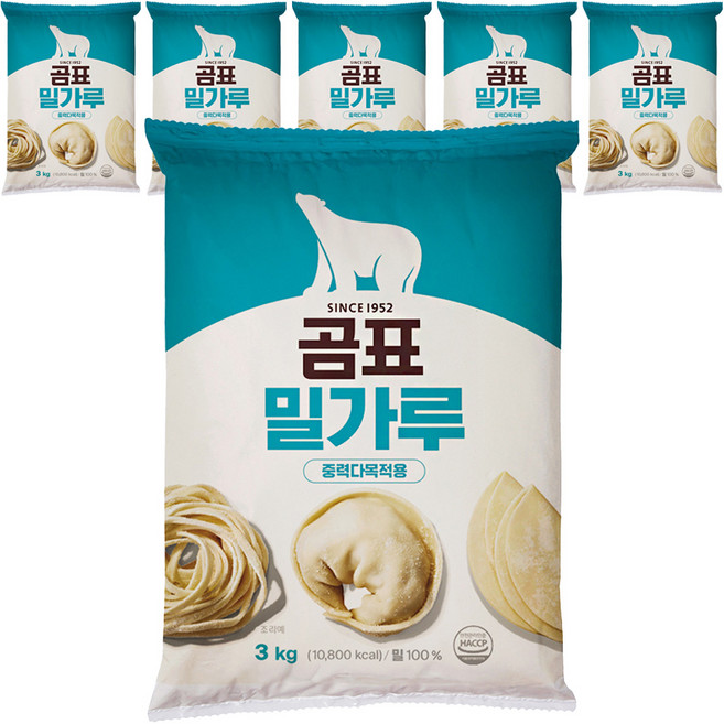 대한제분 곰표 중력 다목적용 밀가루, 3kg, 6개